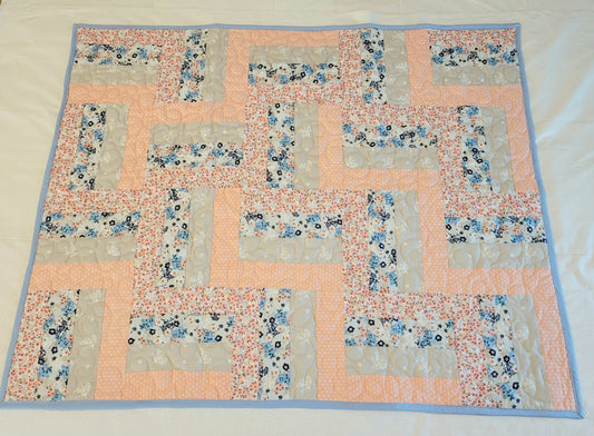 Baby Quilt - Coral/Blue